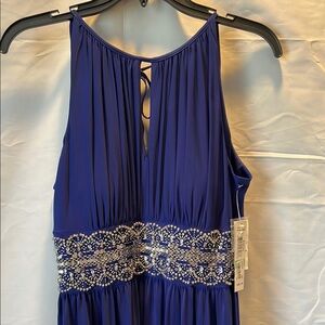 X SOLD NWT R&M Richards Elegant Blue Sleeveless Flowing Dress Gown